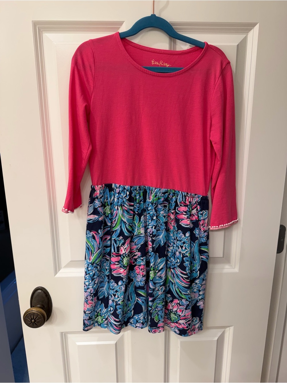 Lilly Pulitzer Girls' Mini Giavanna Dress High Tide Navy Pineapple Paradise
